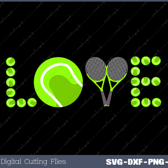 Tennis Graphic Green Player Racket Pattern Love Logo Ball SVG PNG Cutting Printable Files