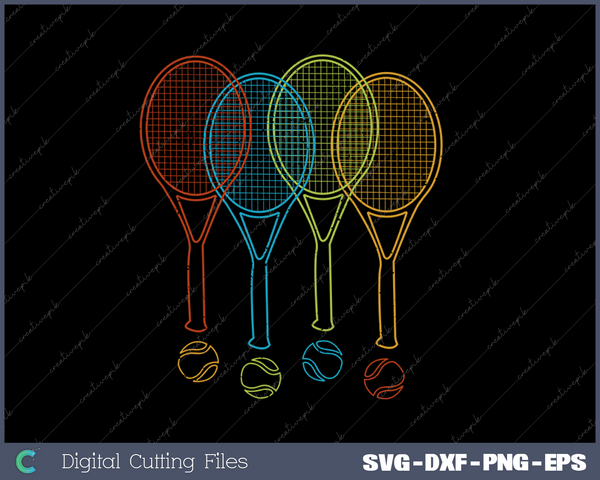 Tennis Women Men Kids  Rackets & Balls Cool Tennis SVG PNG Cutting Printable Files