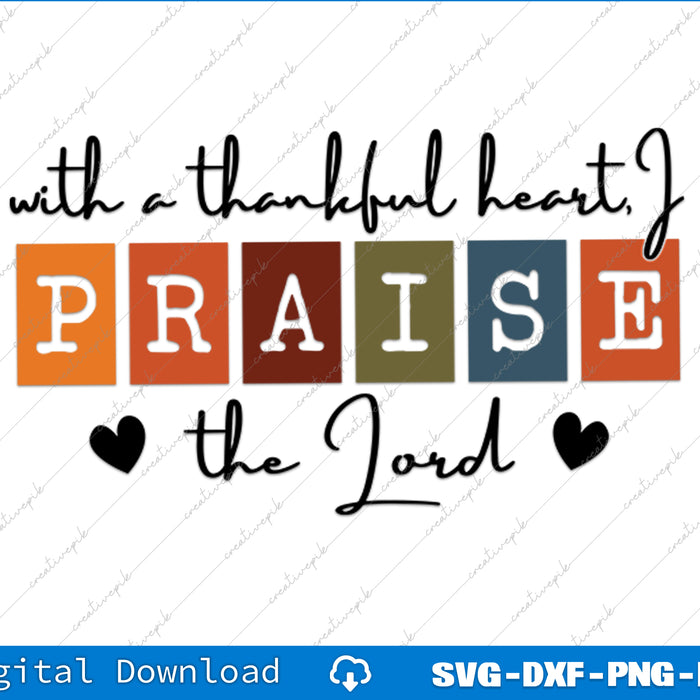 Colorful text design with 'PRAISE the Lord' on a white background