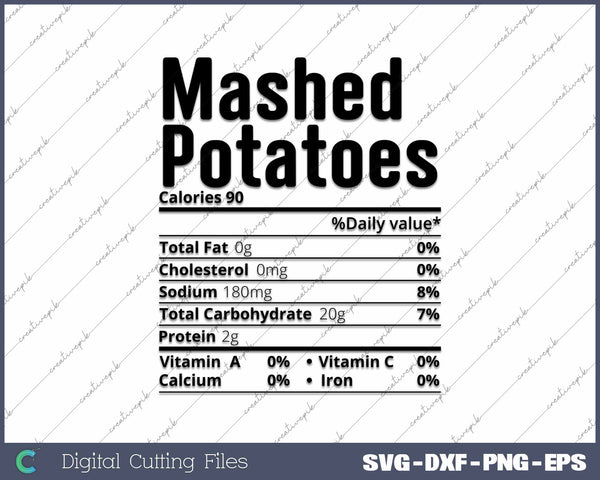 Thanksgiving Christmas Mashed Potatoes Nutritional Facts 