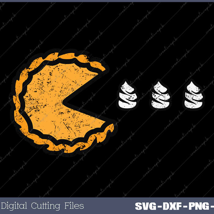 Thanksgiving Pumpkin Pie Eating Cream Fall SVG PNG Cutting Printable Files