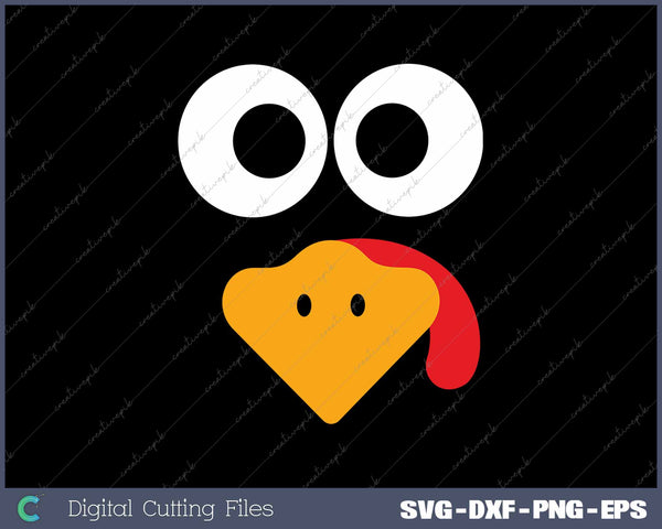 Thanksgiving Turkey Face Funny Thanksgiving Family Dinner SVG PNG Cutting Printable Files