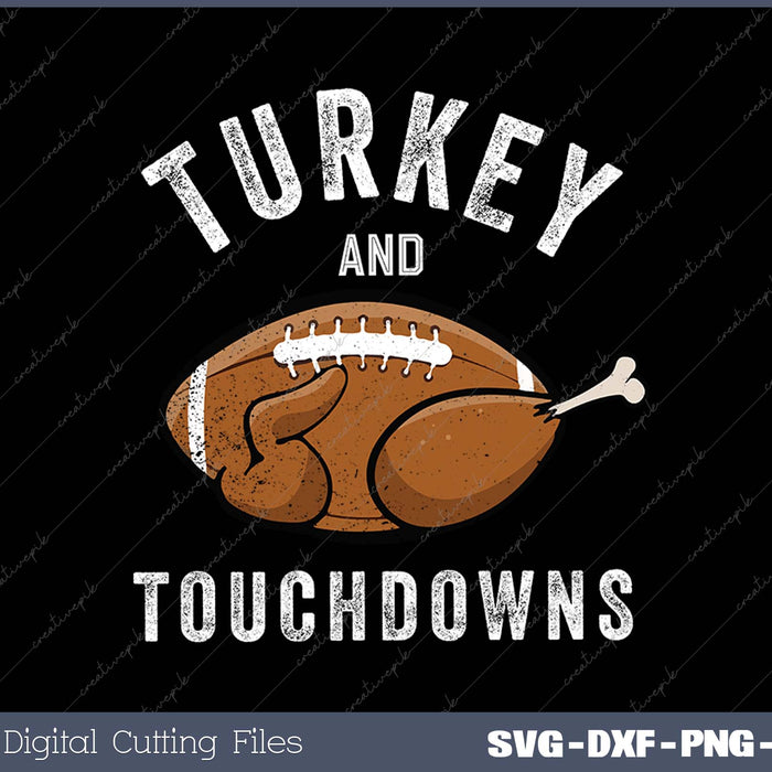 Thanksgiving Turkey and Touchdowns Football SVG PNG Cutting Printable Files