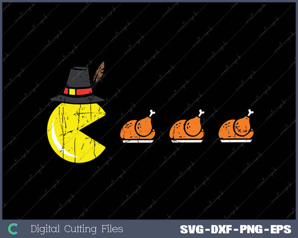 Thanksgiving Video Game Eating Turkey Gamer SVG PNG Cutting Printable Files