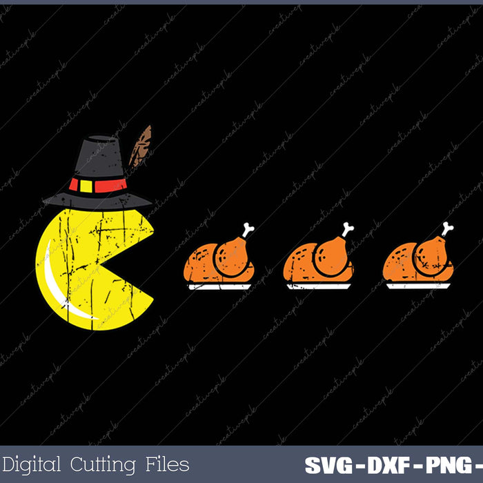 Thanksgiving Video Game Eating Turkey Gamer SVG PNG Cutting Printable Files