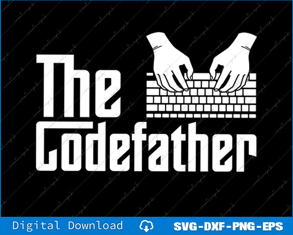 Logo with 'The Codefather' text and hands on a keyboard on a black background.