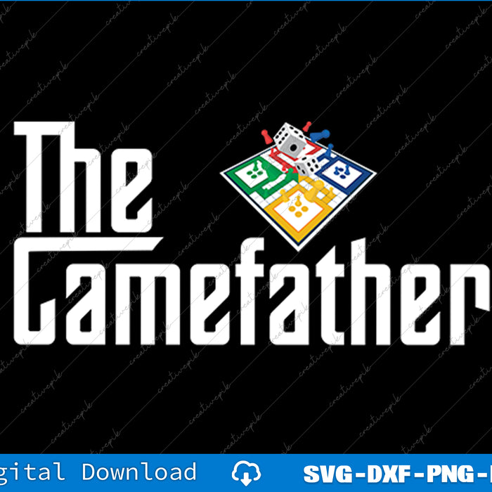 Logo of 'The Gamefather' with colorful dice design on a black background