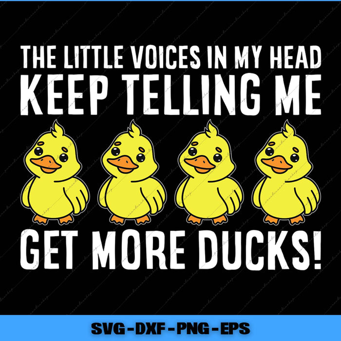 Four yellow duck illustrations with text on a black background, featuring SVG file formats.