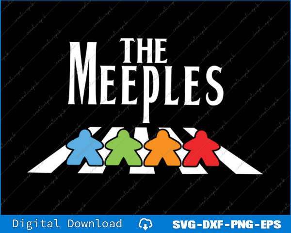 Logo of 'The Meeples' with colorful game piece icons on a black background.
