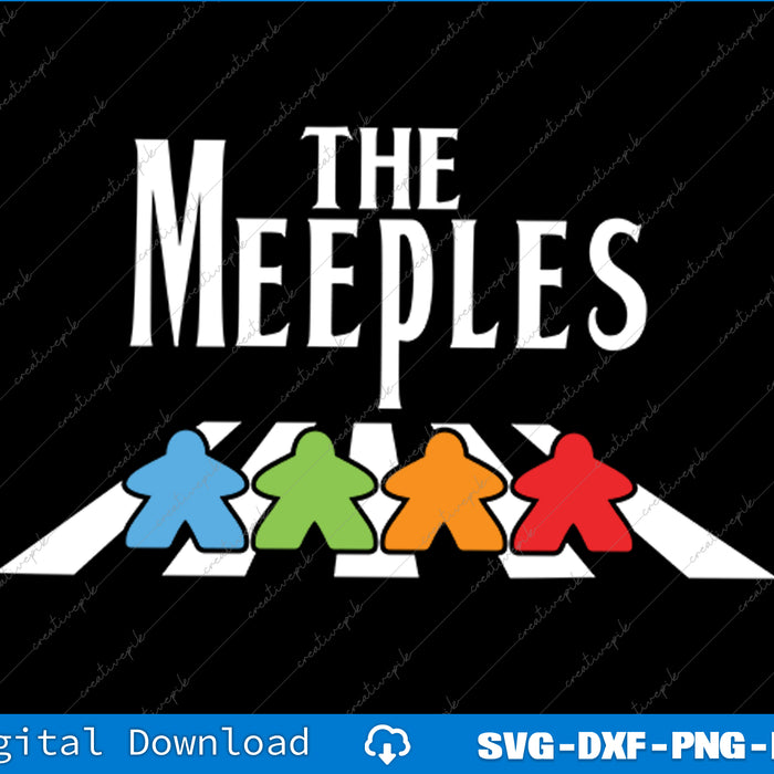 Logo of 'The Meeples' with colorful game piece icons on a black background.