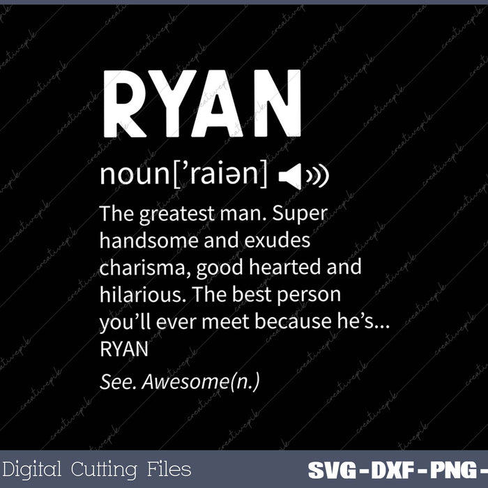 The Name Is Ryan Funny Gift Adult Definition