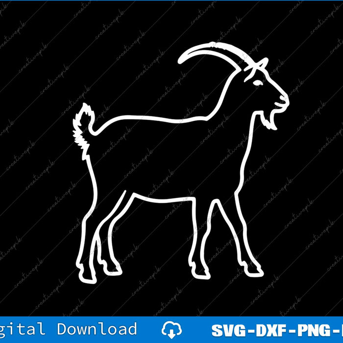 White outline of a goat on a black background