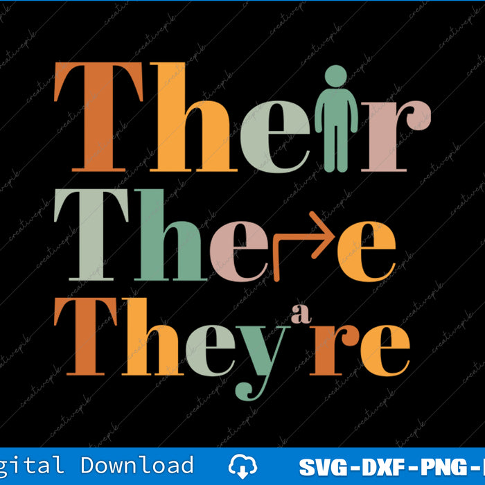 Their There They're Funny English Teacher Gramma Police SVG PNG Printable File