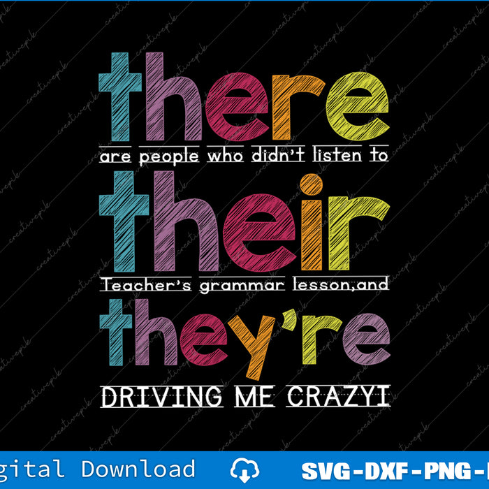 There Their They're English Grammar Teacher Funny Humor SVG PNG Printable File