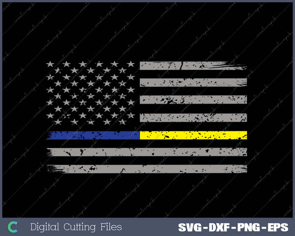 Thin Blue Gold Line 911 Police Dispatcher SVG PNG Cutting Printable Files