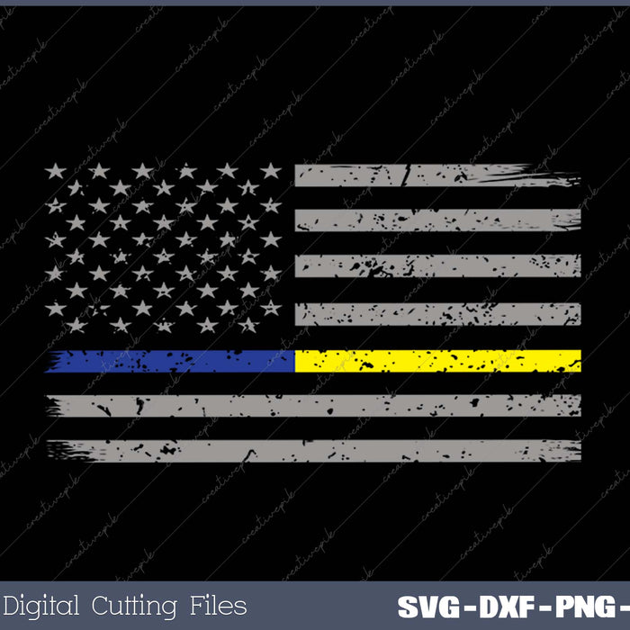 Thin Blue Gold Line 911 Police Dispatcher SVG PNG Cutting Printable Files