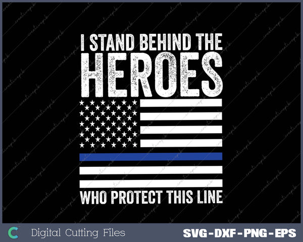 Thin Blue Line American Flag Police Support Blu Lives Matter SVG PNG Cutting Printable Files