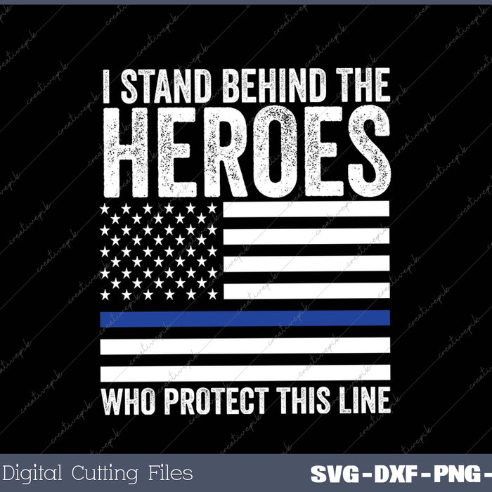 Thin Blue Line American Flag Police Support Blu Lives Matter SVG PNG Cutting Printable Files