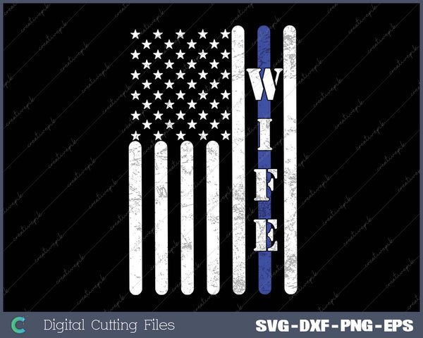 Thin Blue Line Police Wife Vintage American Flag