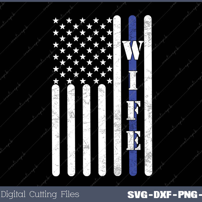 Thin Blue Line Police Wife Vintage American Flag