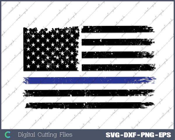 Thin Blue Line USA Flag Patriots SVG PNG Cutting Printable Files