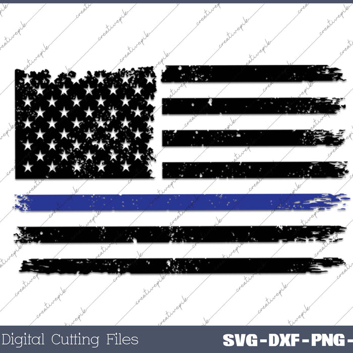 Thin Blue Line USA Flag Patriots SVG PNG Cutting Printable Files