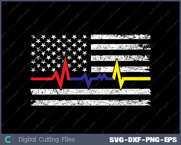 Thin Blue Red and Gold Line American Flag SVG PNG Cutting Printable Files