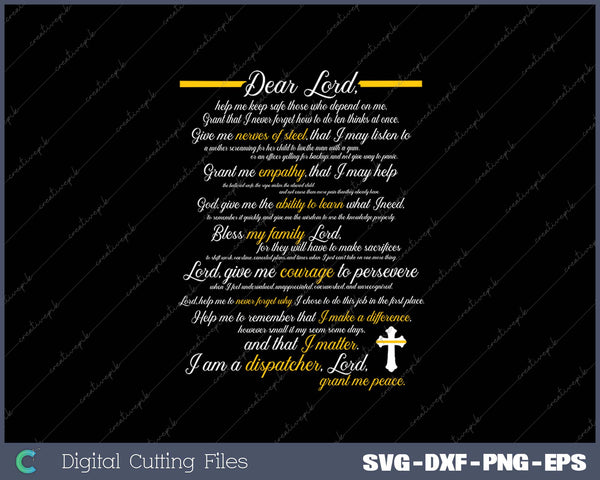 Thin Gold Line Dispatchers Prayer Dispatcher SVG PNG Printable Files