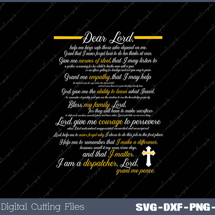 Thin Gold Line Dispatchers Prayer Dispatcher SVG PNG Printable Files