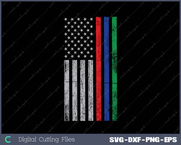 Thin Red Blue Green Line Tee Police Firefighters Military SVG PNG Cutting Printable Files