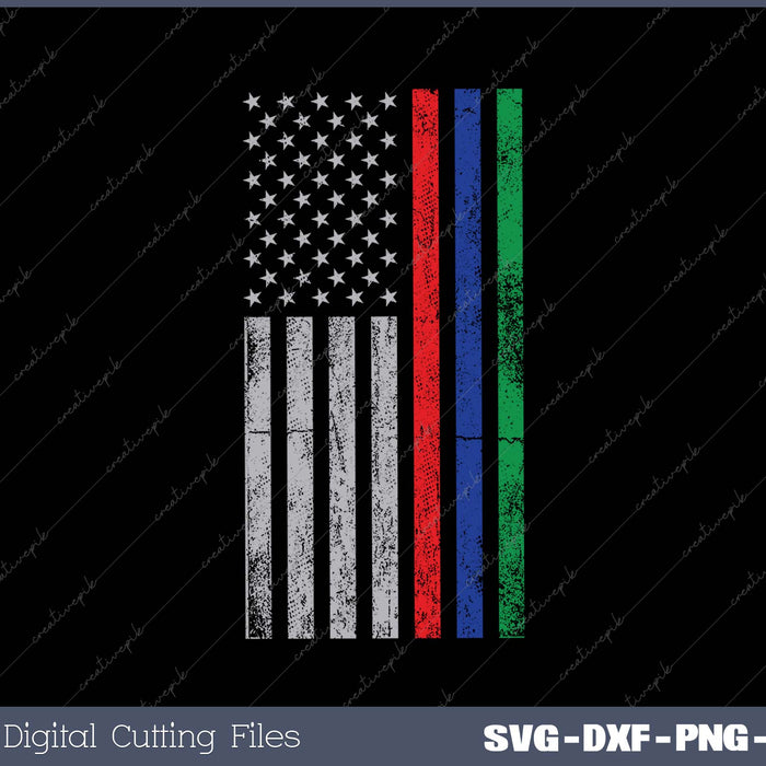 Thin Red Blue Green Line Tee Police Firefighters Military SVG PNG Cutting Printable Files