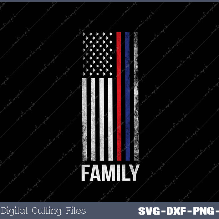 Thin Red Blue Line Flag Patriotic Support Police Firefighter SVG PNG Cutting Printable Files