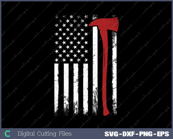 Thin Red Line Firefighter Axe USA Flag