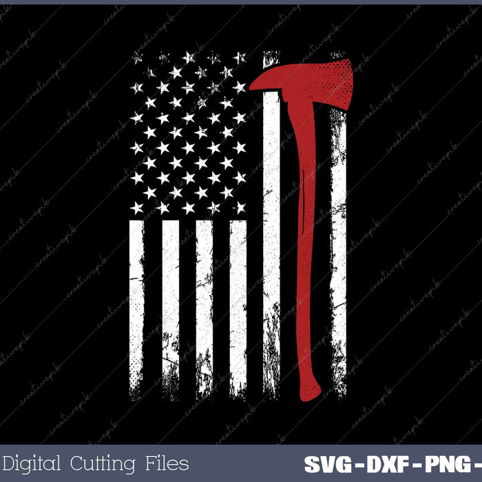 Thin Red Line Firefighter Axe USA Flag