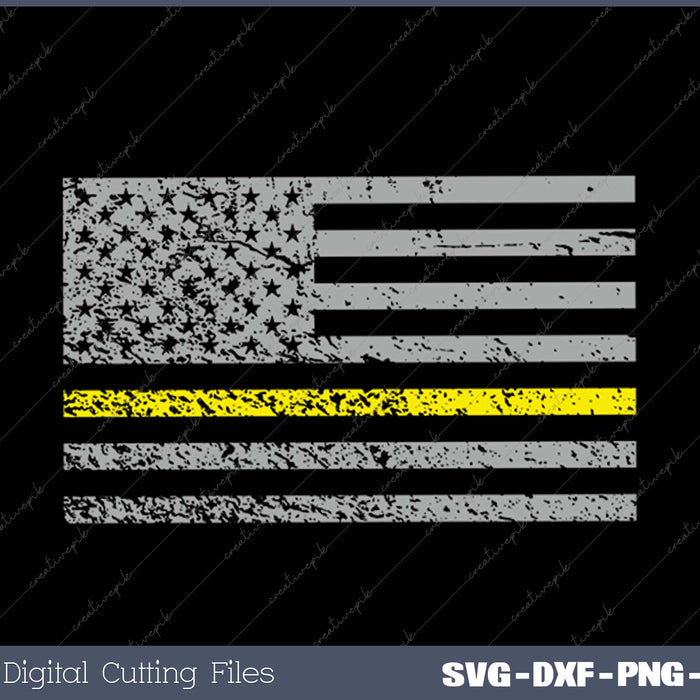 Thin Yellow Line American Flag Emergency Dispatcher SVG PNG Cutting Printable Files