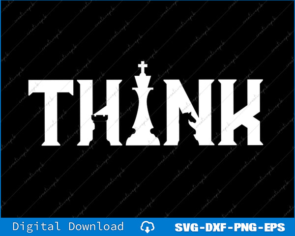 Think Retro Vintage Chess Pieces Player Gift Chess Lover SVG PNG Cutting File