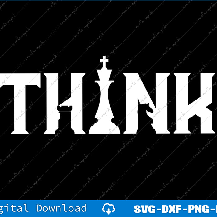 Think Retro Vintage Chess Pieces Player Gift Chess Lover SVG PNG Cutting File
