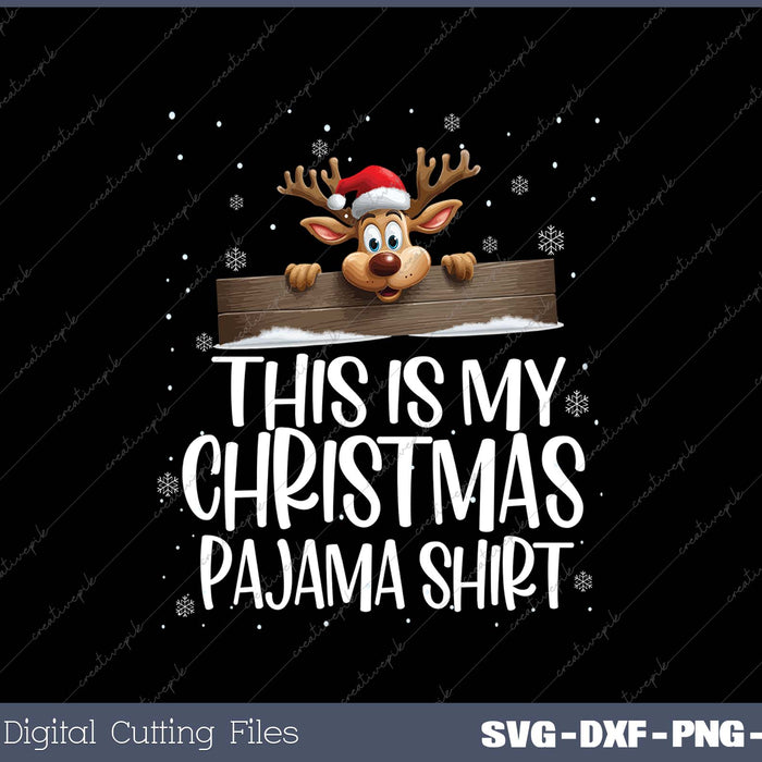 This Is My Christmas Pajama Shirt Funny Christmas Reindeer