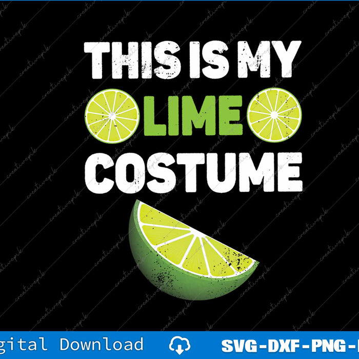 Text 'This is my lime costume' with lime graphics on a black background