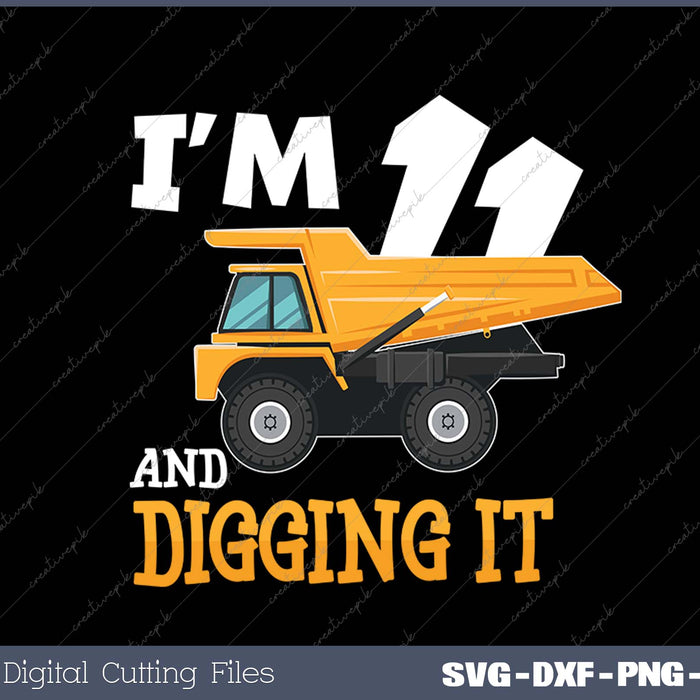 Three 11yr 11rd Birthday Construction Boy 11 Years Old SVG PNG Cutting Printable Files