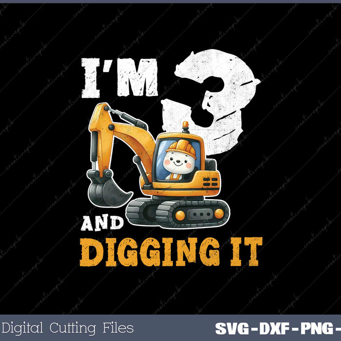 Three 3yr 3rd Birthday Construction Boy 3 Years Old SVG Cut files