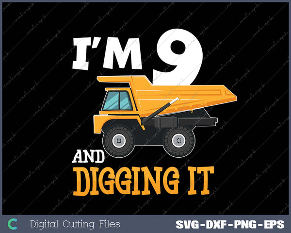 Three 9yr 9rd Birthday Construction Boy 9 Years Old SVG PNG Cutting Printable Files