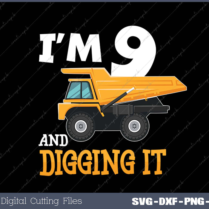 Three 9yr 9rd Birthday Construction Boy 9 Years Old SVG PNG Cutting Printable Files