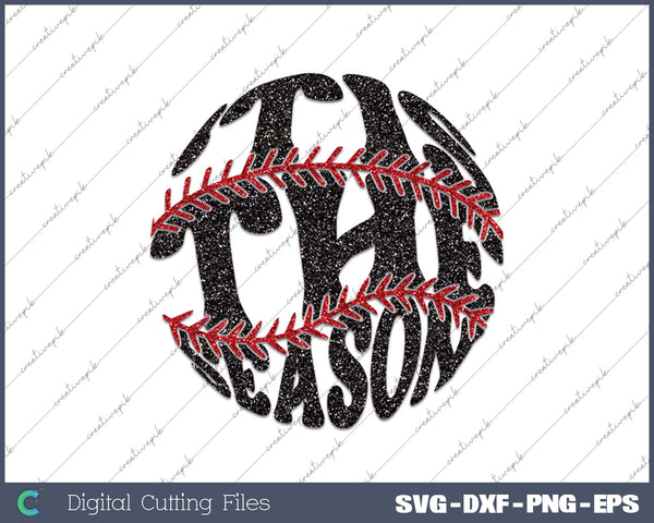 Tis The Season Baseball Glitter Sports SVG PNG Cutting Printable Files