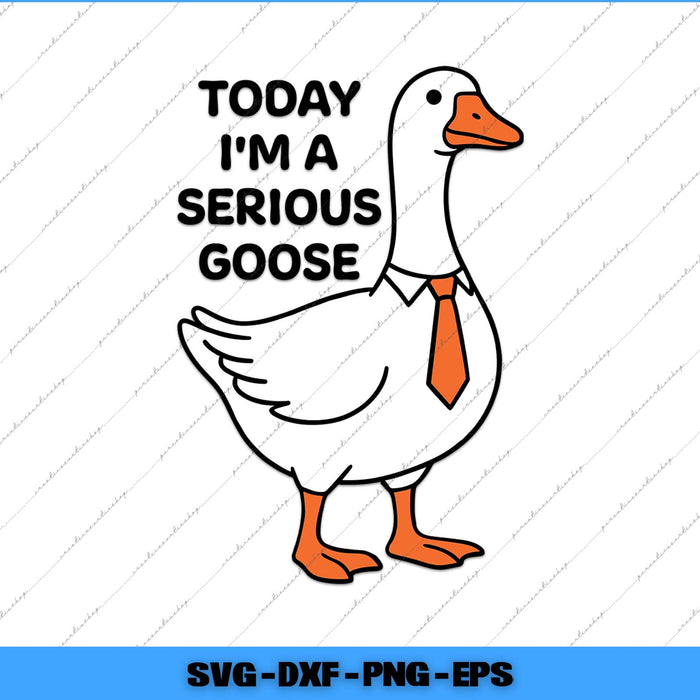 Cartoon goose with text 'Today I'm a serious goose' on a white background
