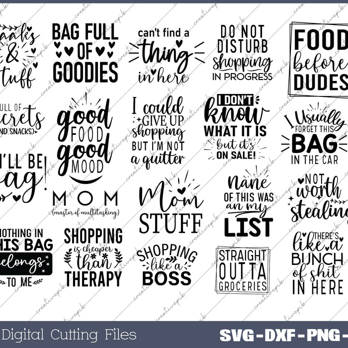 Tote Bag SVG Bundle, Tote Bag Bundle 20 Designs SVG PNG Cutting Files