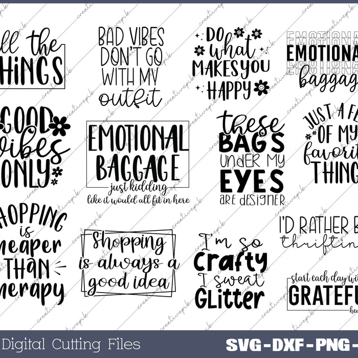 Tote Bag SVG Bundle, Funny Shopping Bag Quotes SVG PNG Bundle File 