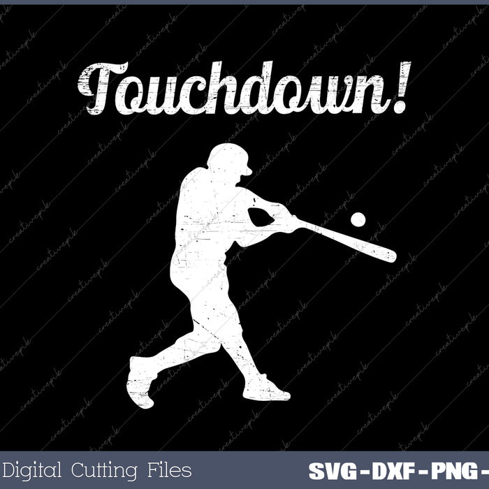 Touchdown Baseball Vintage Retro Baseball SVG PNG Cutting Printable Files
