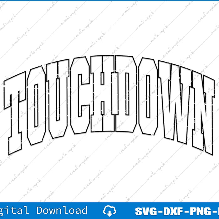 Elevate your sports-themed projects with the Touchdown Football Vintage Grunge SVG PNG Cutting File. Designed for precision and versatility