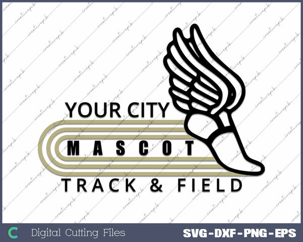 Track And Field Custom Mascot And City SVG PNG Printable File